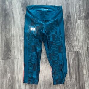 Under Armour Teal Geo-Print Cropped Leggings